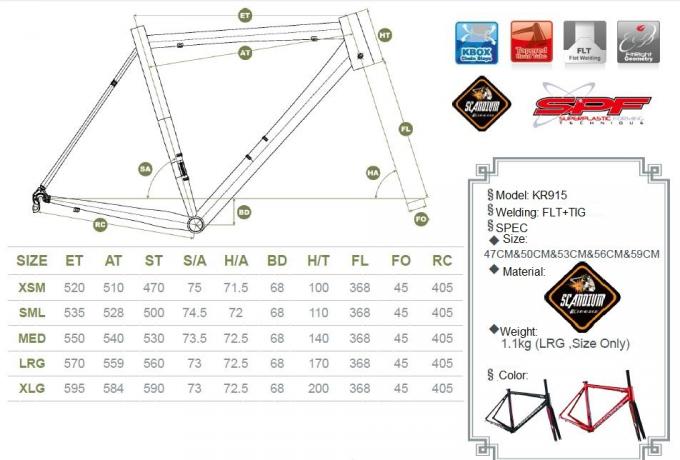 Cornice per biciclette in alluminio di scandio Cornice per biciclette da corsa su strada leggera OEM 11