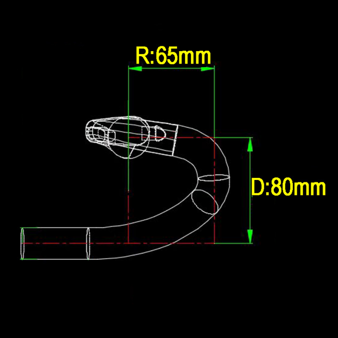 31.8mm Manubrio stradale in fibra di carbonio 80MM/65MM Drop/Reach Flared Bar Ends Black 8