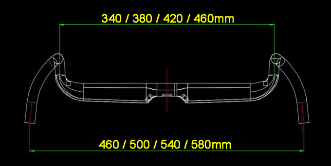 31.8mm Manubrio stradale in fibra di carbonio 80MM/65MM Drop/Reach Flared Bar Ends Black 9