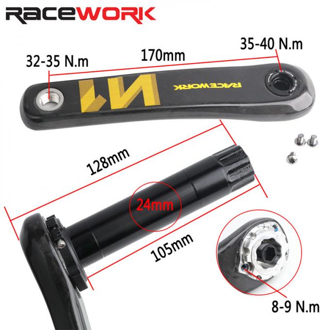 Cina all'ingrosso Carbon Gravel Road Bike Crankset Lightweight 170/172,5mm Adige 40/42/44T Chainring. 1